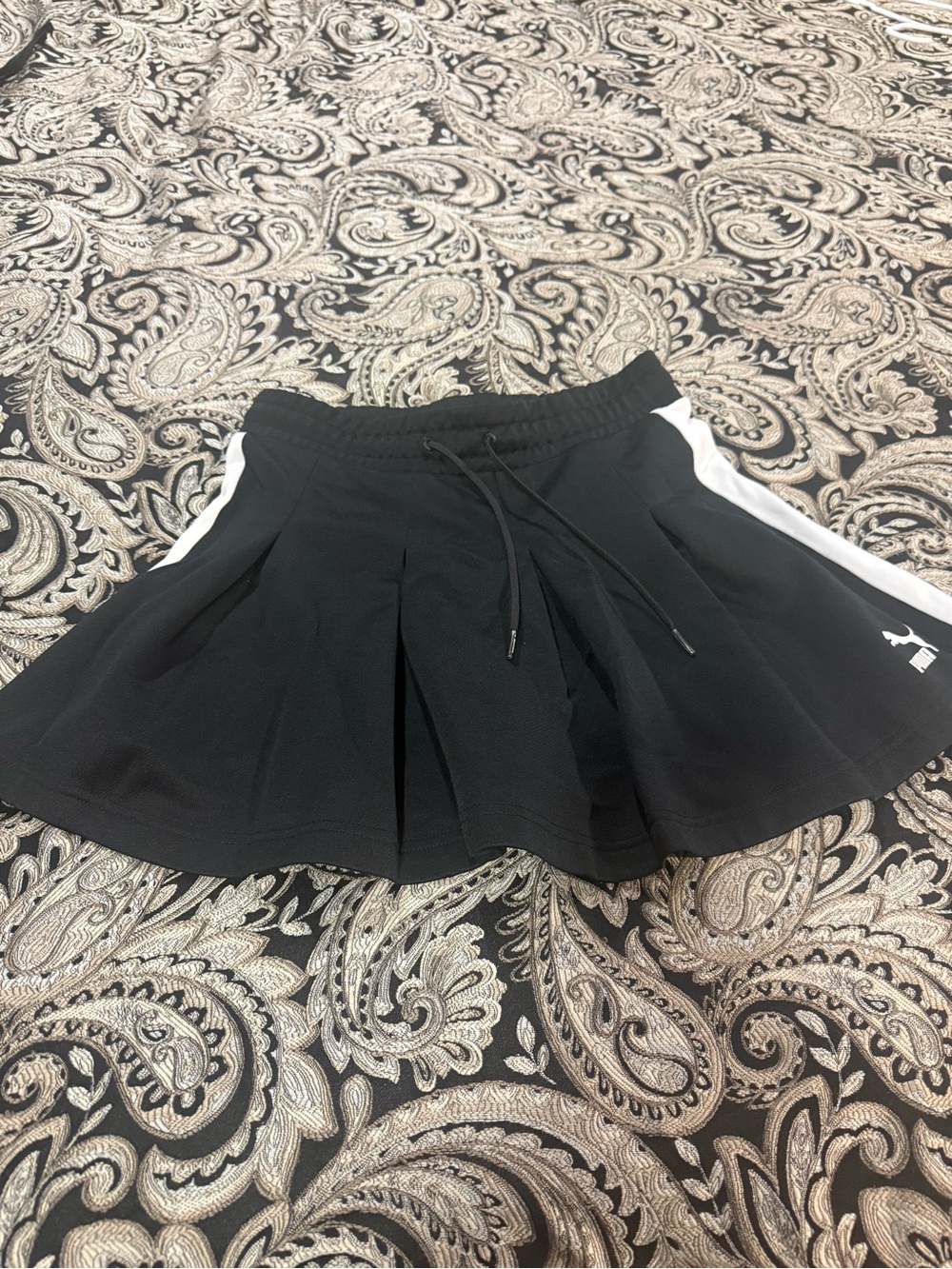 Puma Black Athletic Pleated Skort with White Side Panels